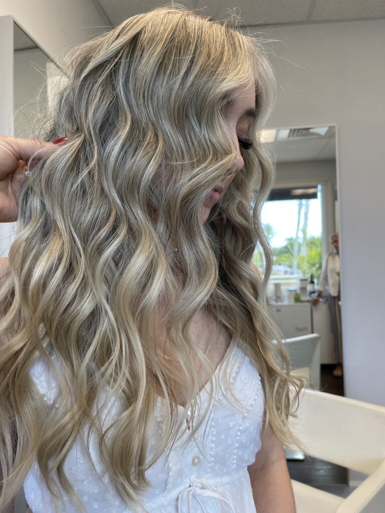 Naples Fl Hair Stylist Ada Tabaku Beach Waves Blonde Balayage